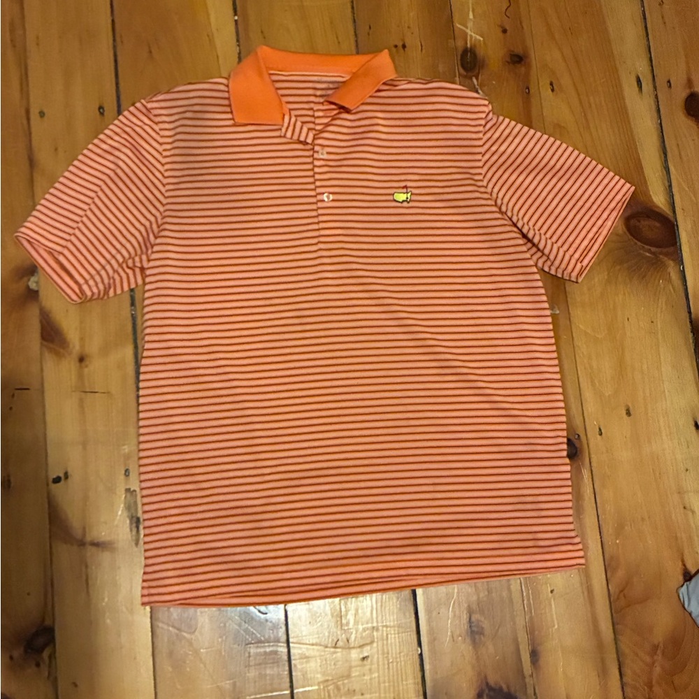 Orange Striped Masters Polo Mens Large